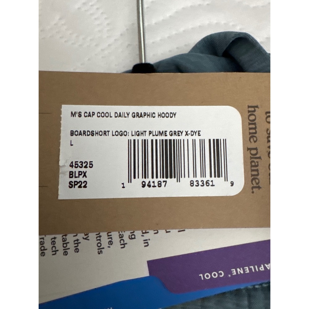 Patagonia Capilene Cool Daily Graphic Hoody Light Plume Grey Men's Large NWT - Picture 9 of 13